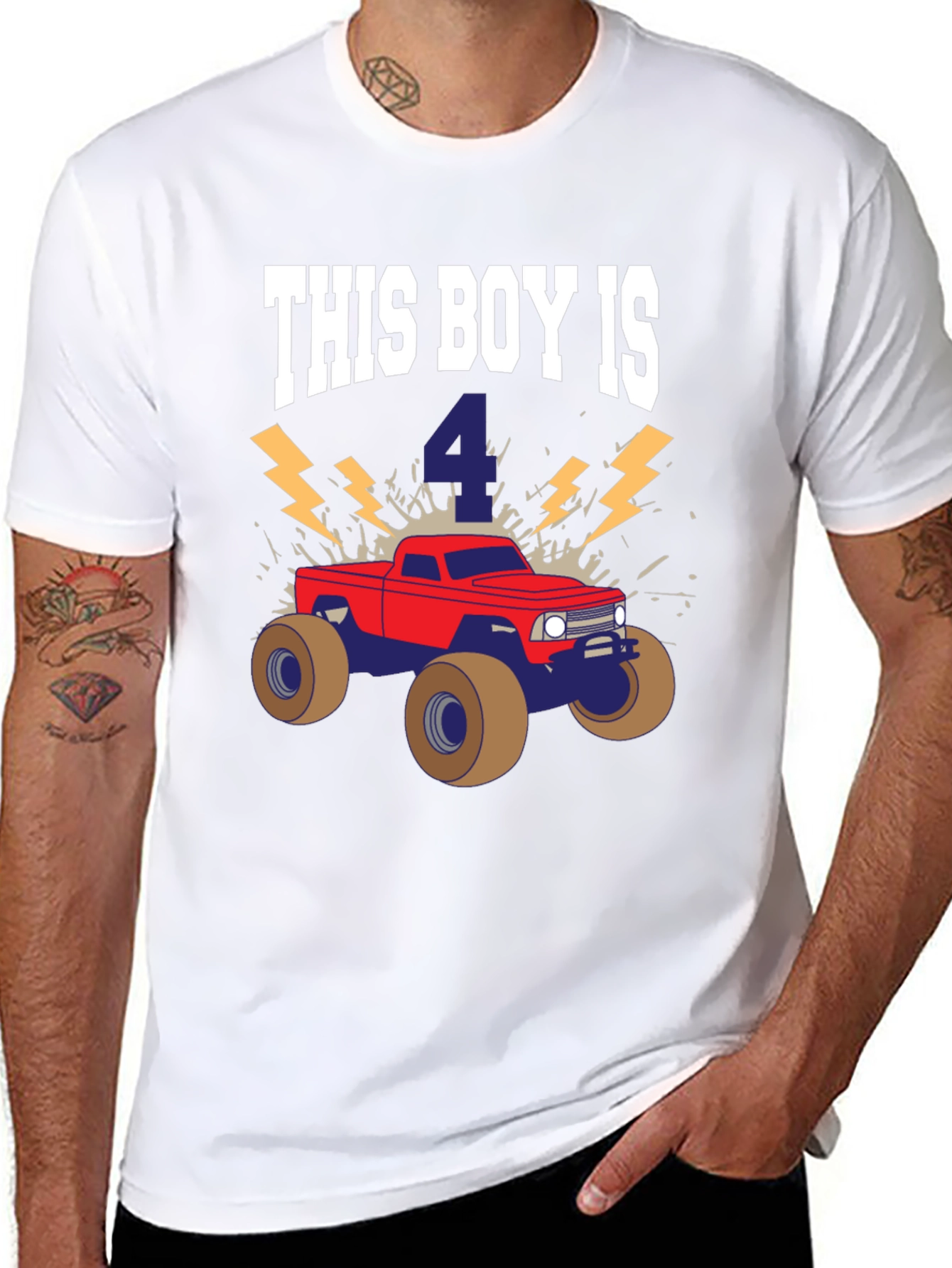 This Boy is 4 Monster Truck Birthday Shirt