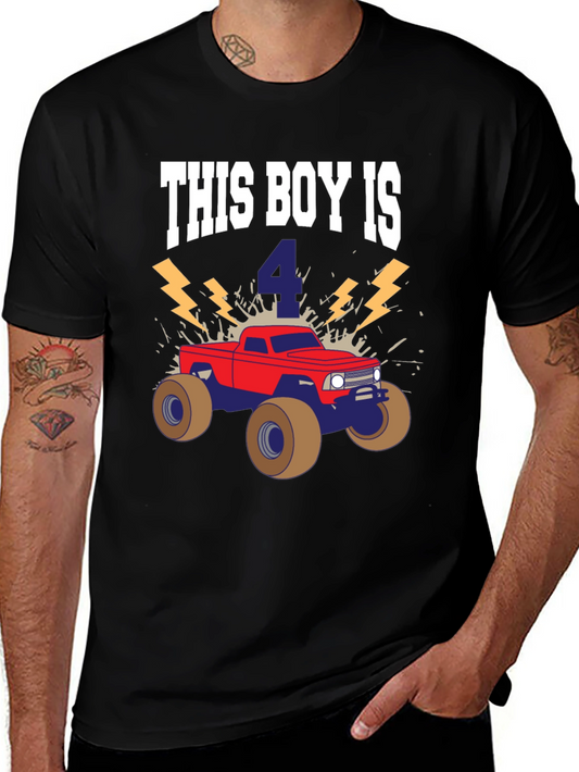 This Boy is 4 Monster Truck Birthday Shirt