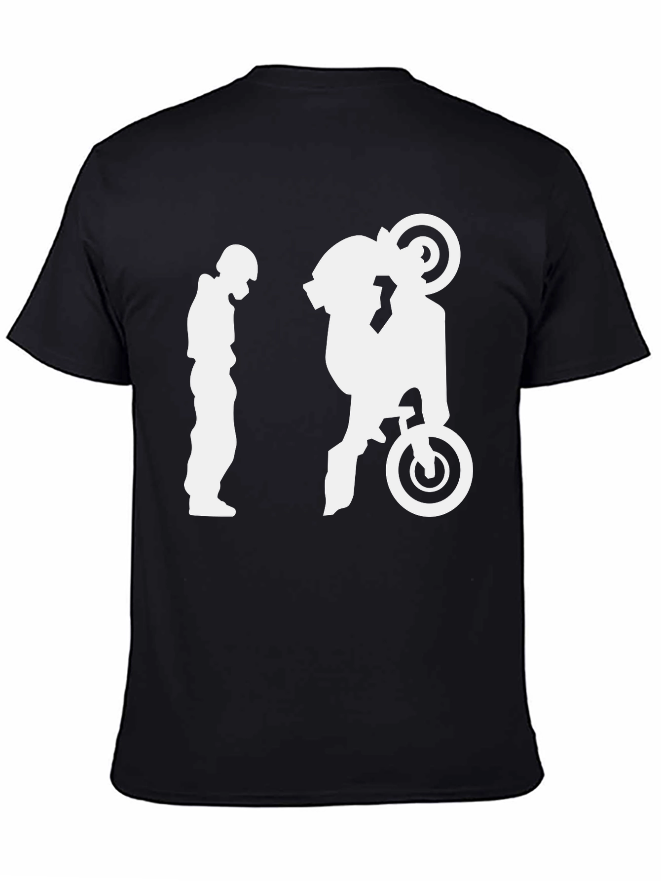 Motorcycle Wheelie Graphic T-Shirt - Black
