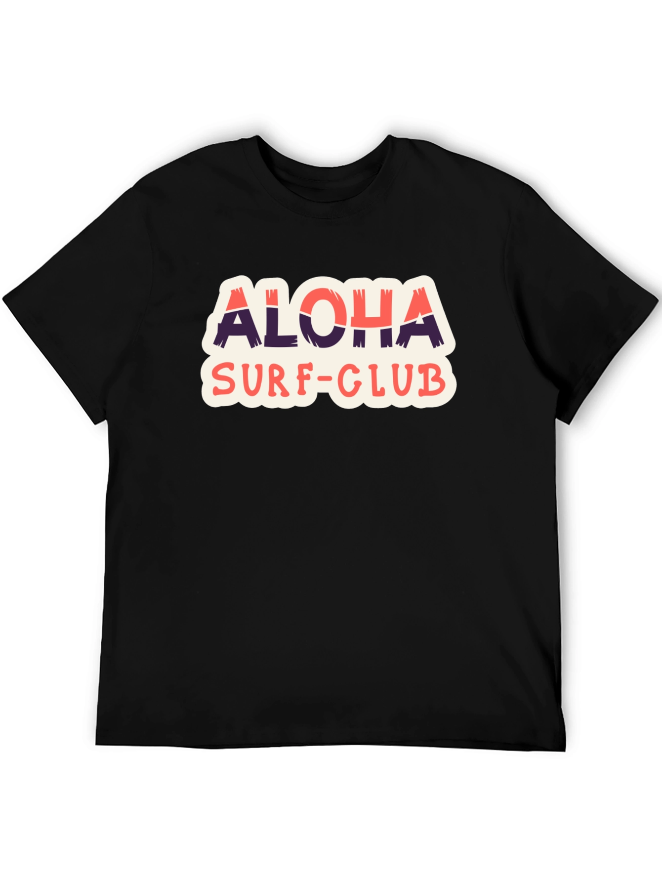 Aloha Surf Club Graphic Tee - Black Cotton T-Shirt