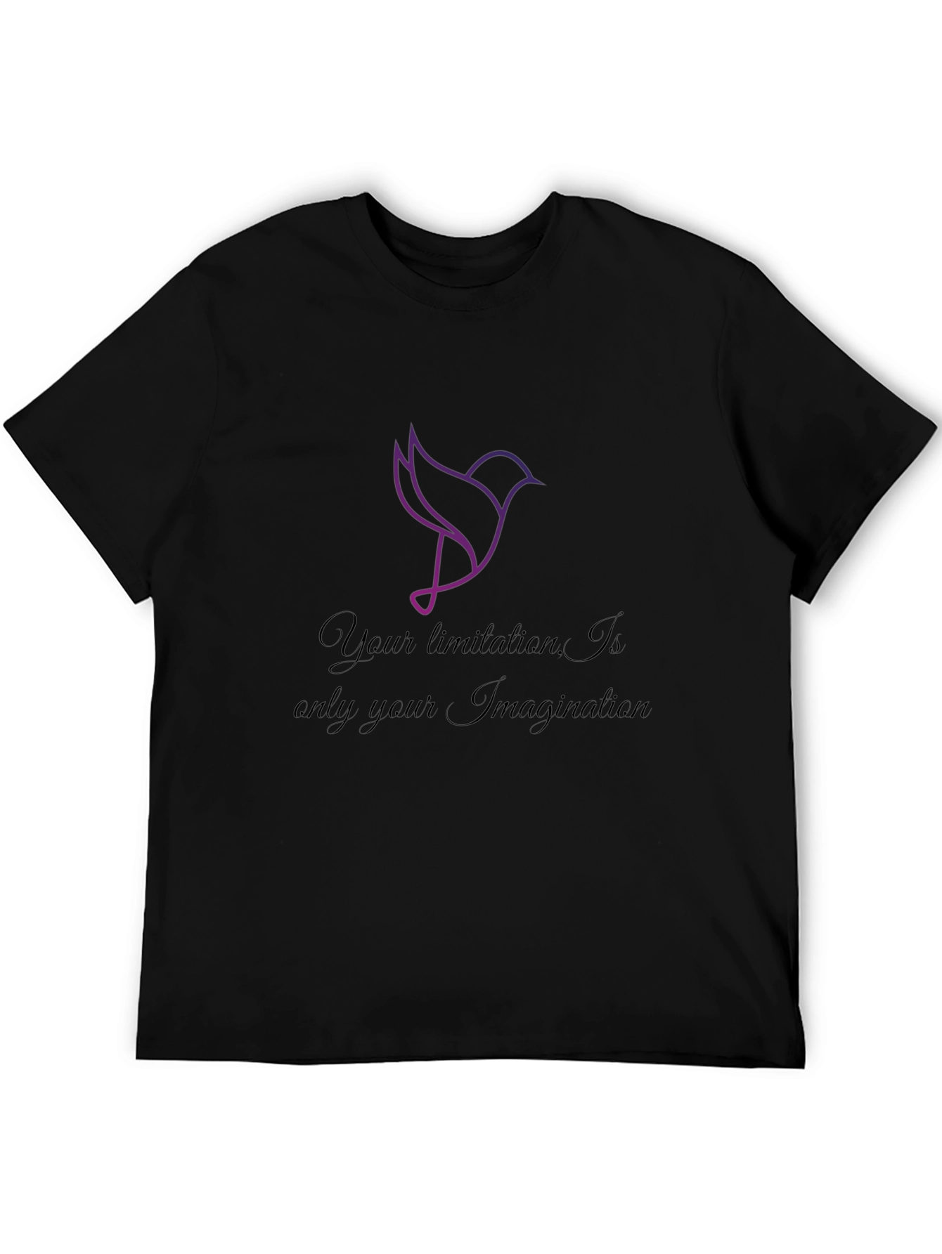 Inspirational Bird Graphic Tee - Black Cotton T-Shirt