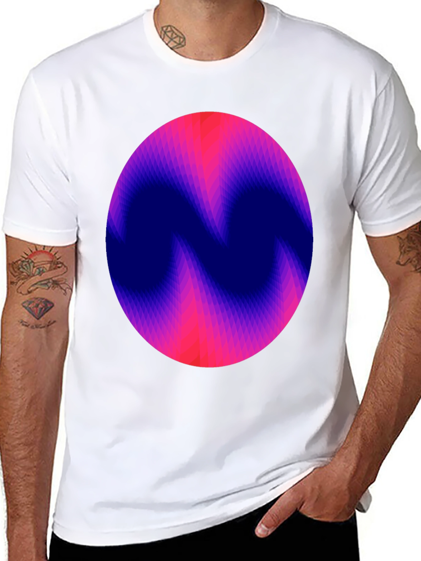 Abstract Circle Graphic Print Black T-Shirt