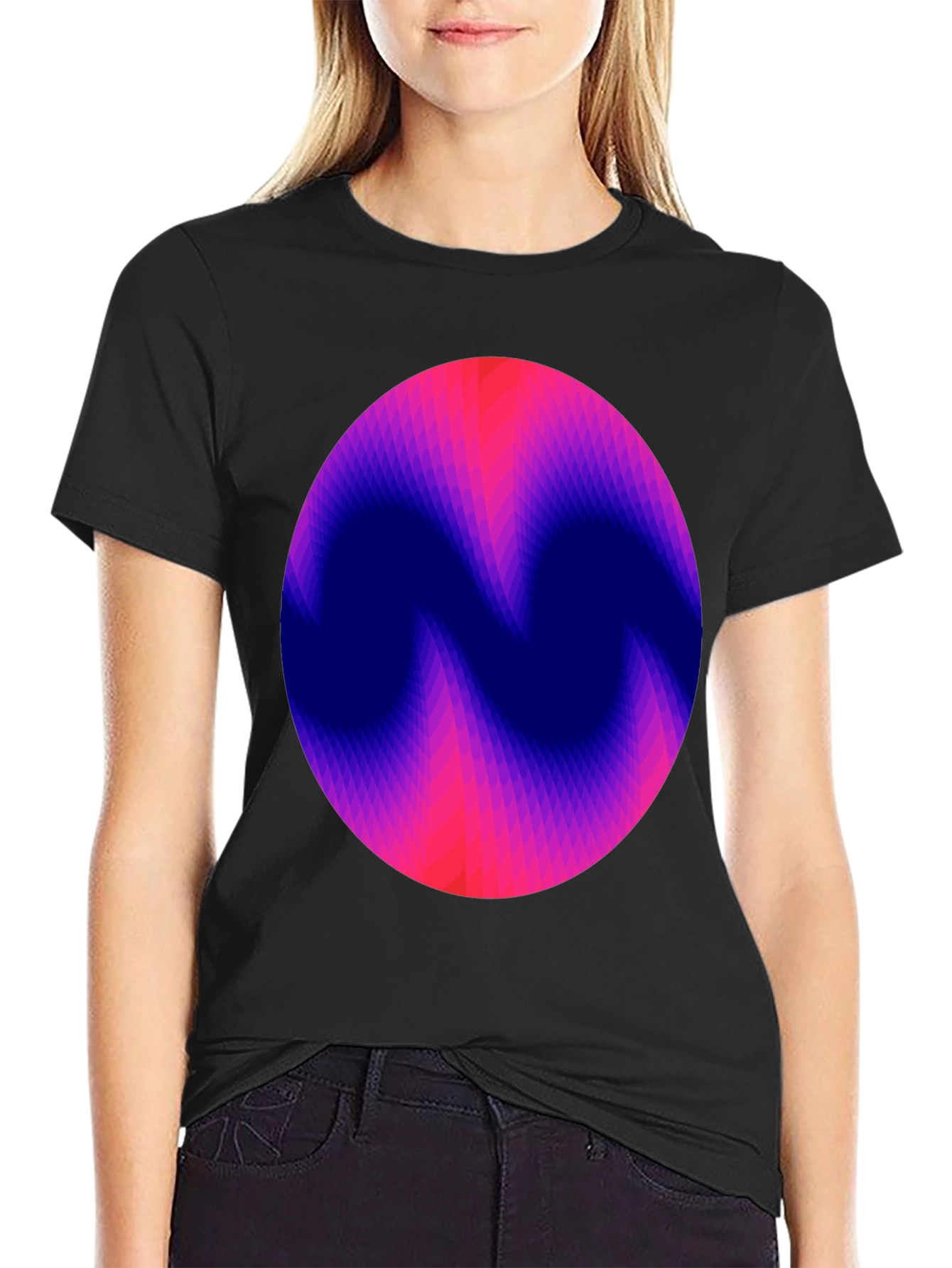 Abstract Circle Graphic Print Black T-Shirt