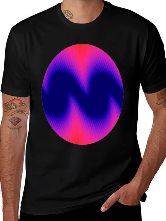 Abstract Circle Graphic Print Black T-Shirt