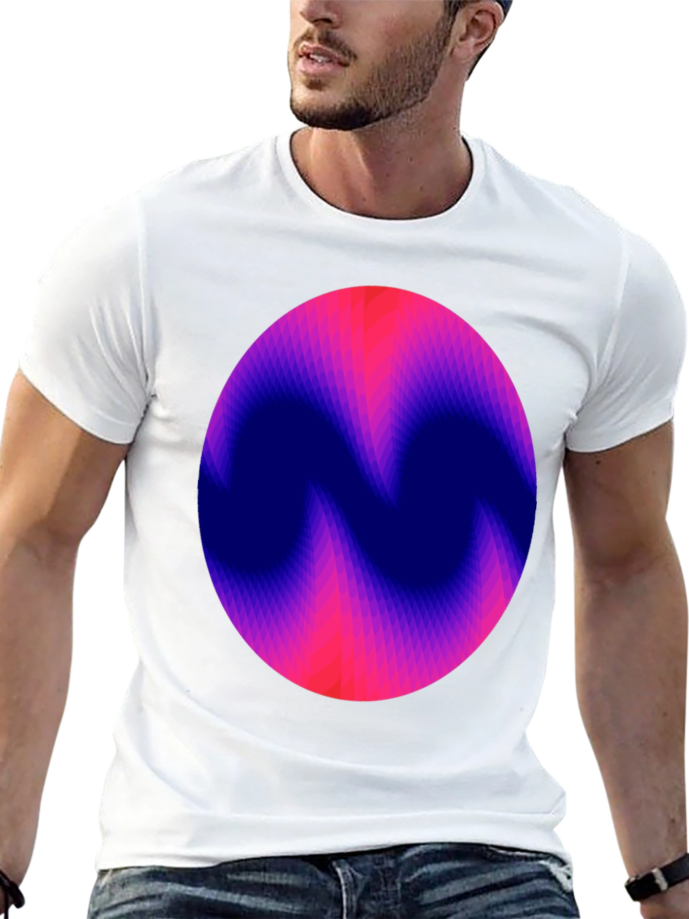 Abstract Circle Graphic Print Black T-Shirt
