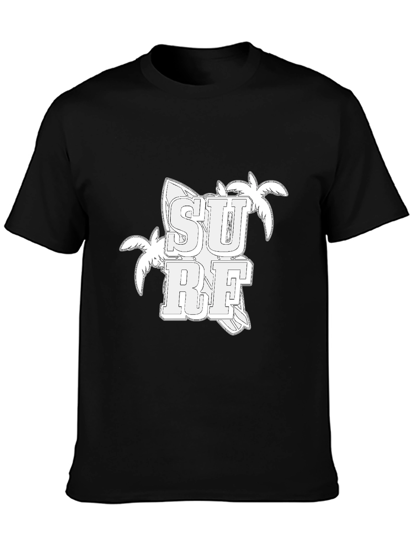 Surf Graphic Tee - Black Cotton T-Shirt