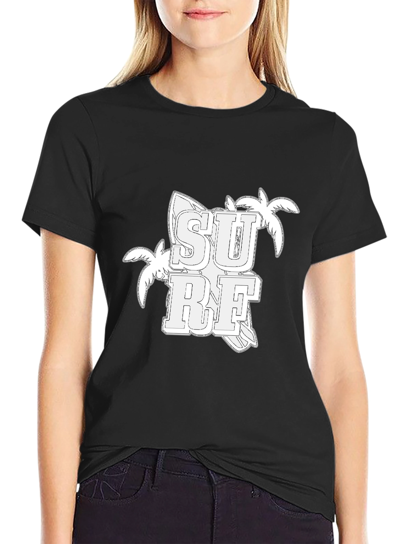 Surf Graphic Tee - Black Cotton T-Shirt