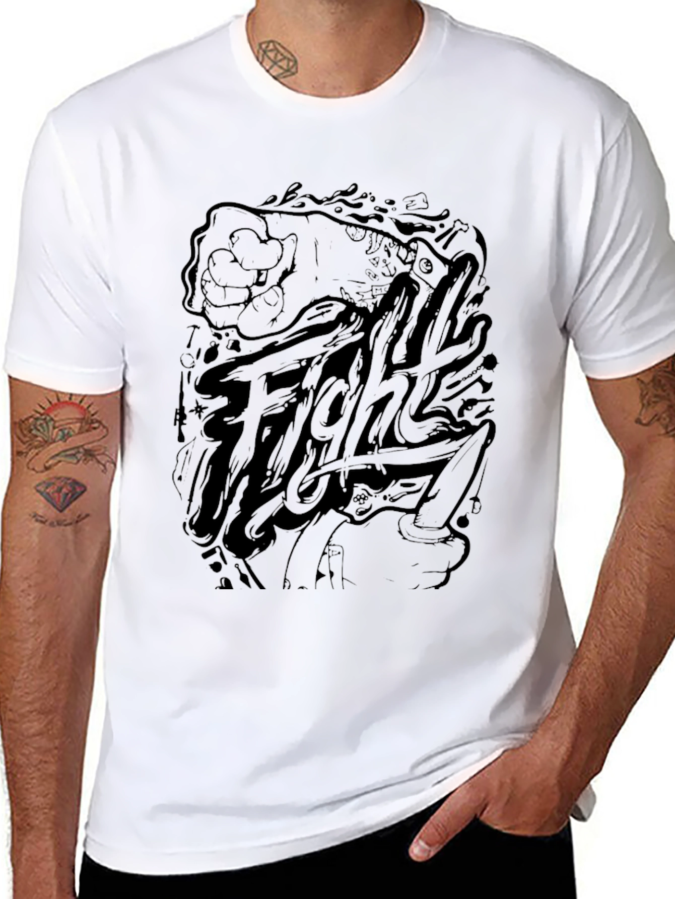 Fight Graphic Tee - Mens Black T-Shirt