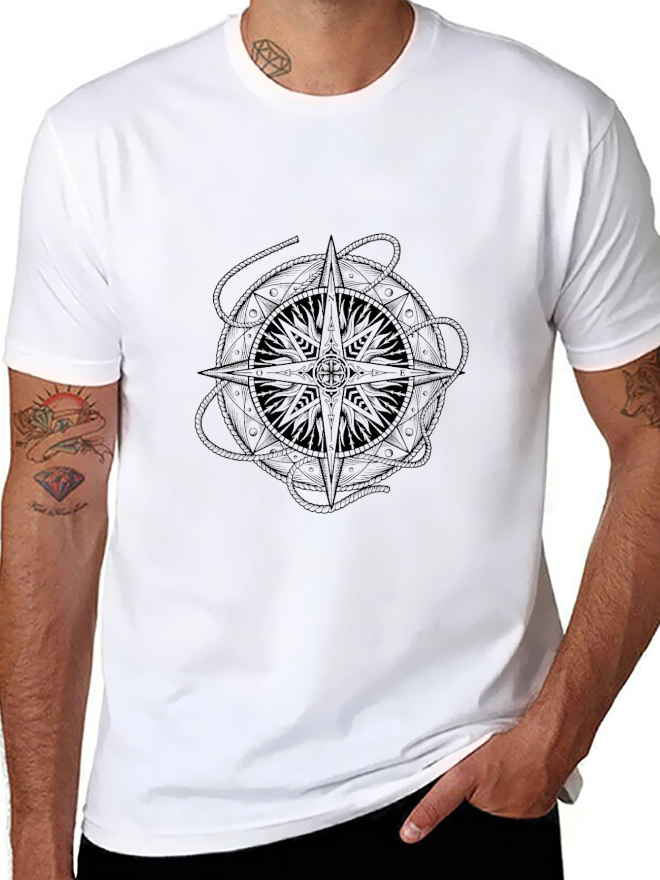 Nautical Compass Graphic Black T-Shirt