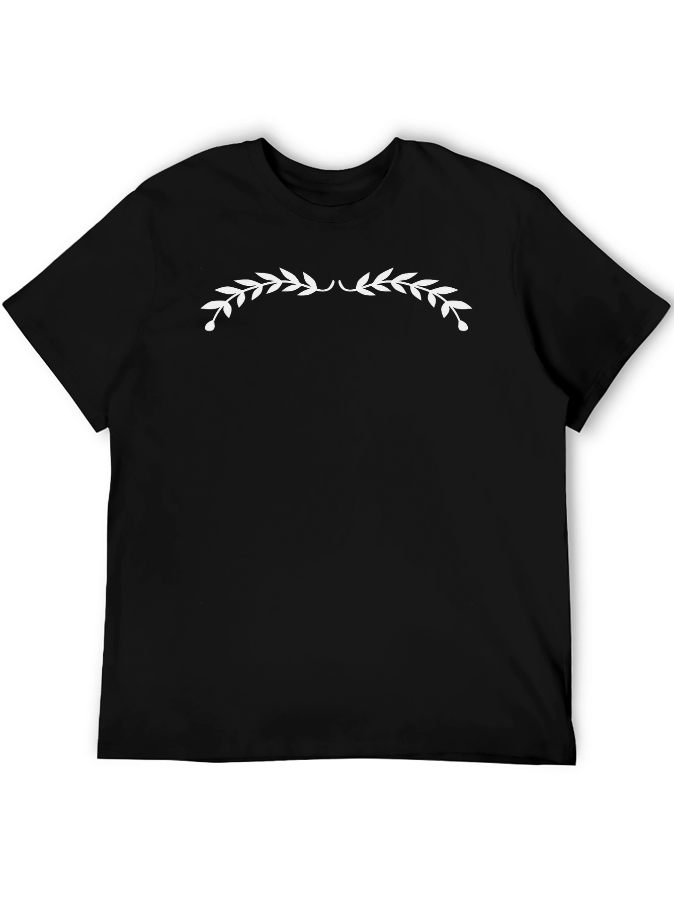 Black T-Shirt with White Leaf Design