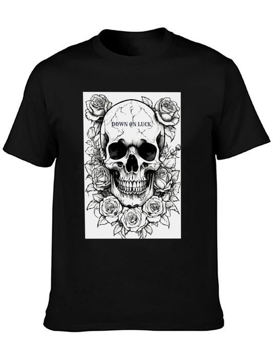 Down on Luck Skull & Roses Graphic Tee