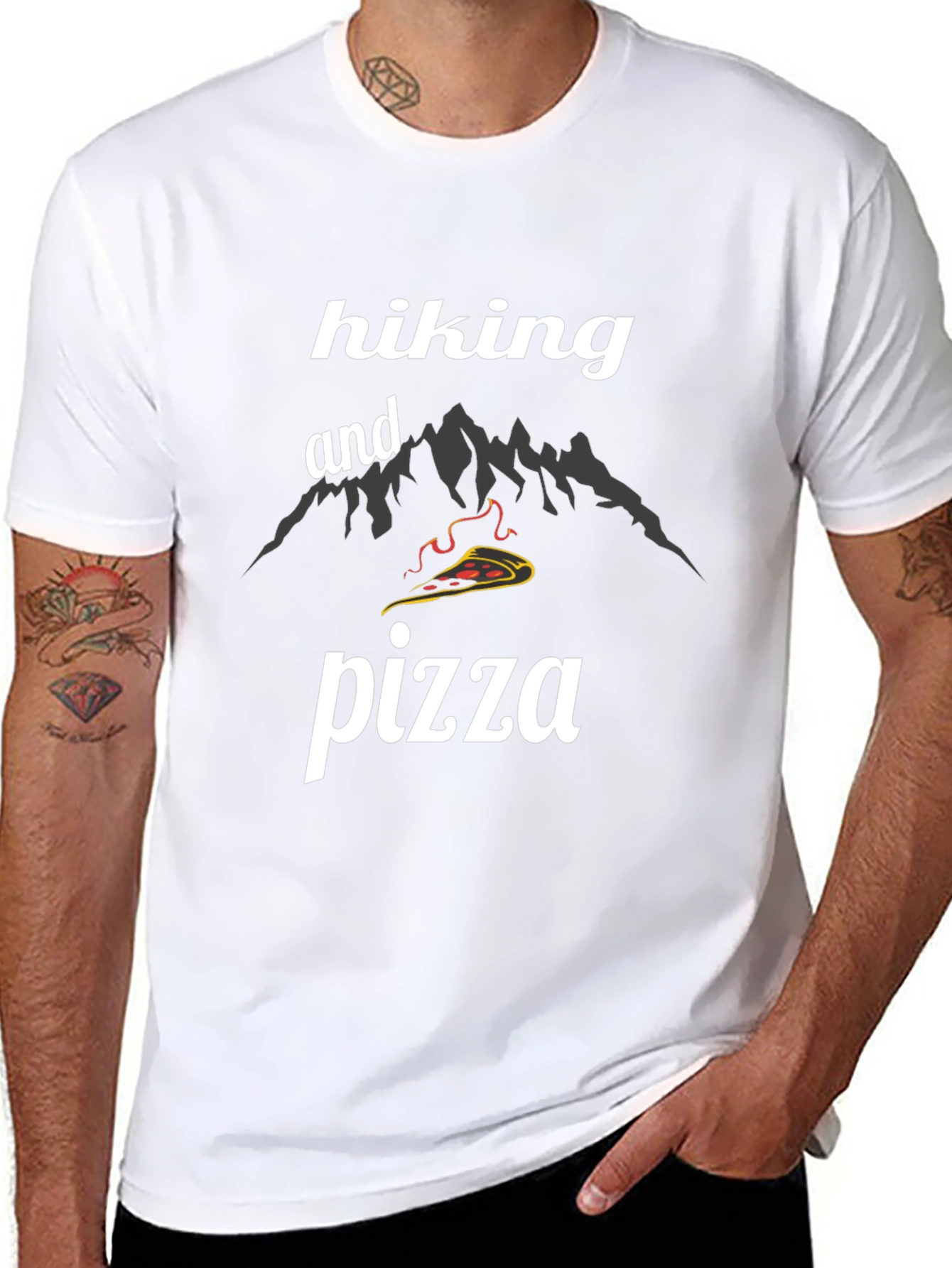 Hiking and Pizza Black T-Shirt