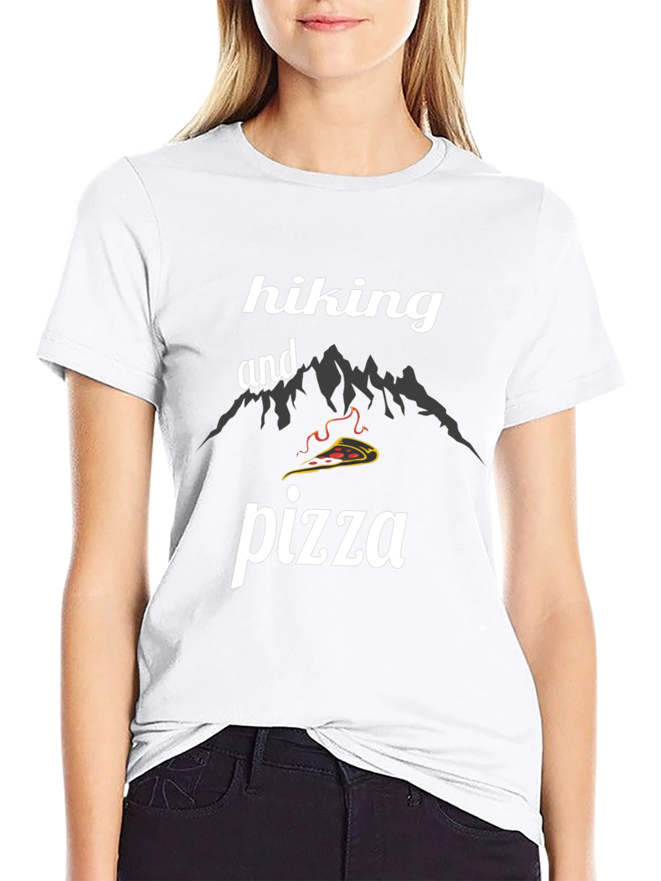 Hiking and Pizza Black T-Shirt