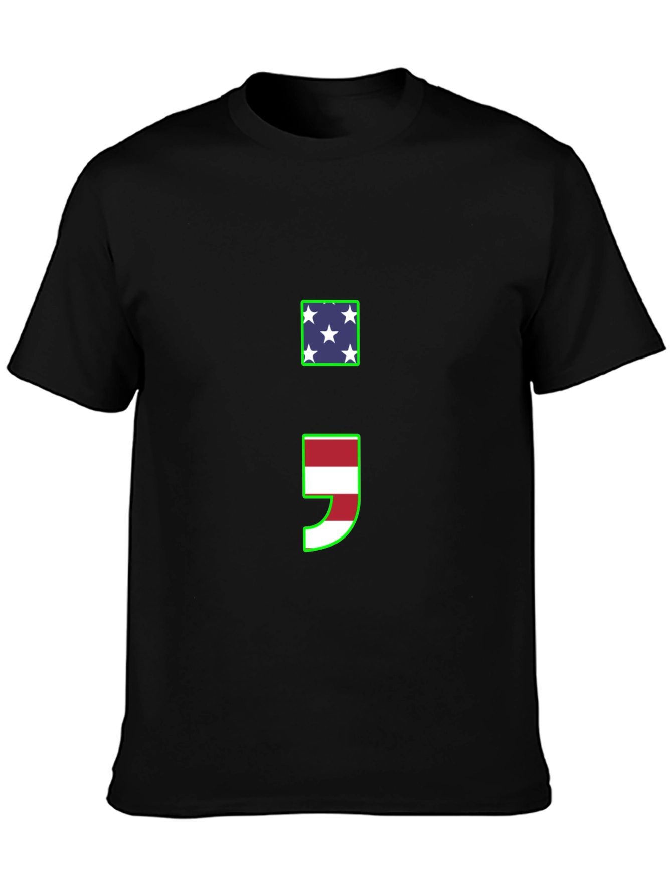 Semicolon Flag Graphic T-Shirt - Black