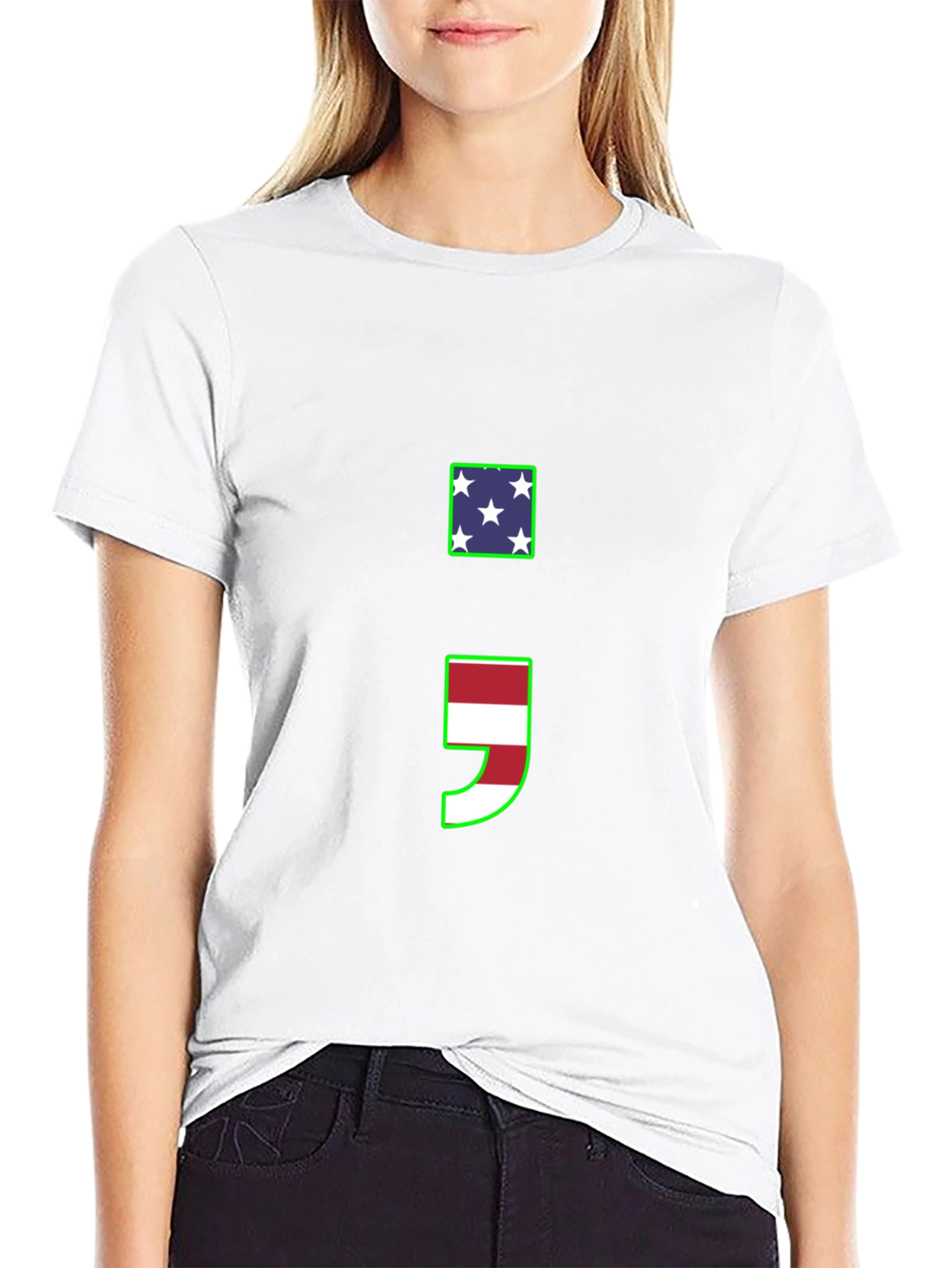 Semicolon Flag Graphic T-Shirt - Black