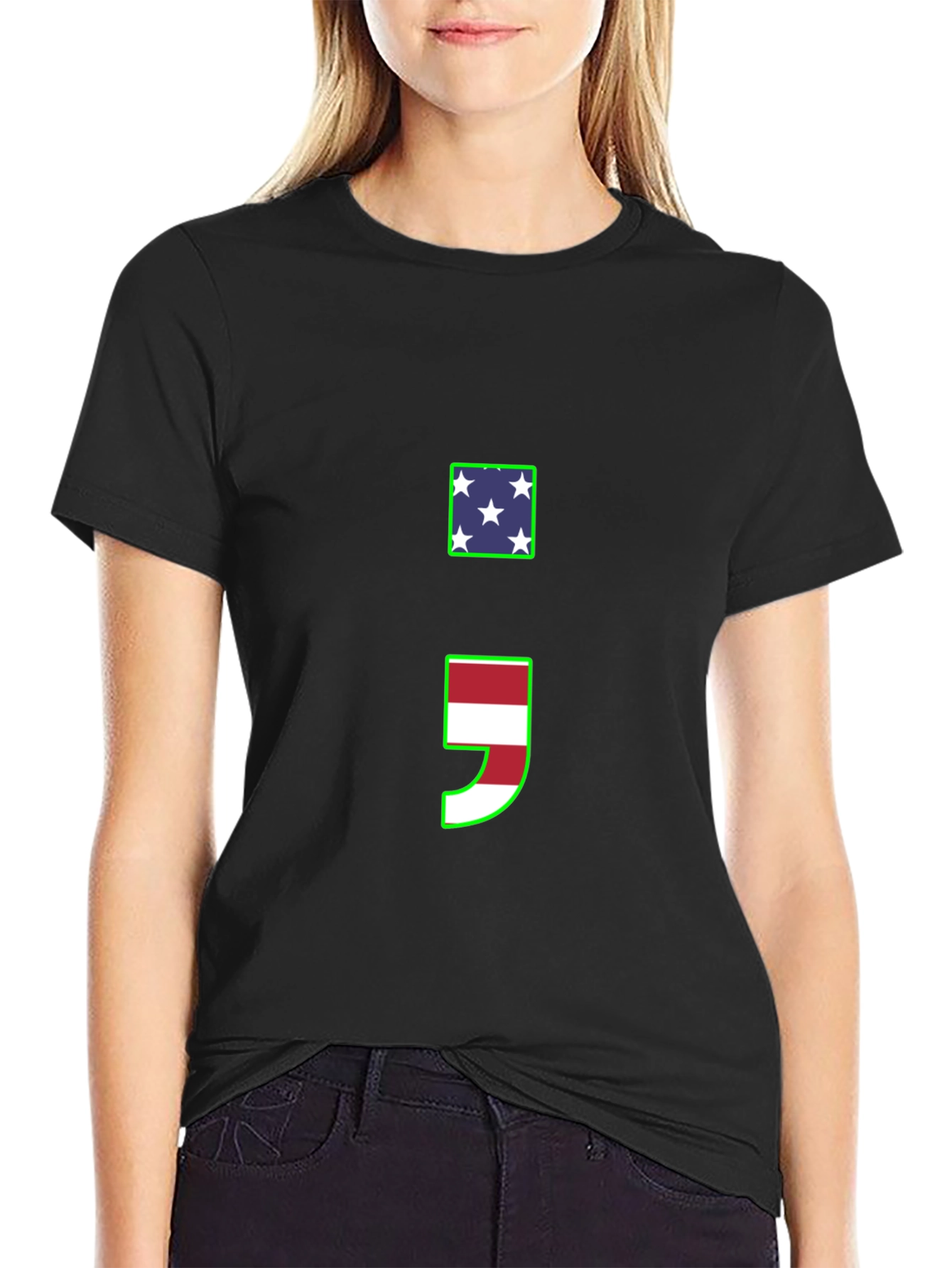 Semicolon Flag Graphic T-Shirt - Black