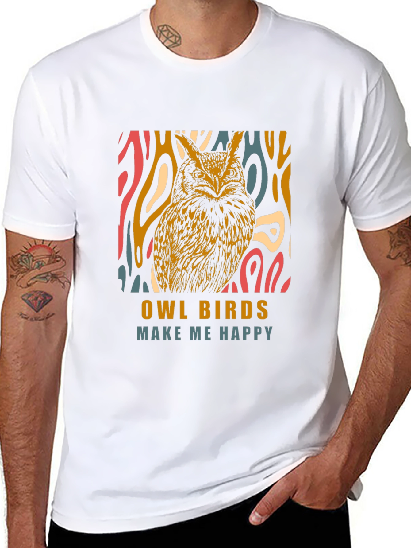 Owl Birds Make Me Happy Graphic T-Shirt