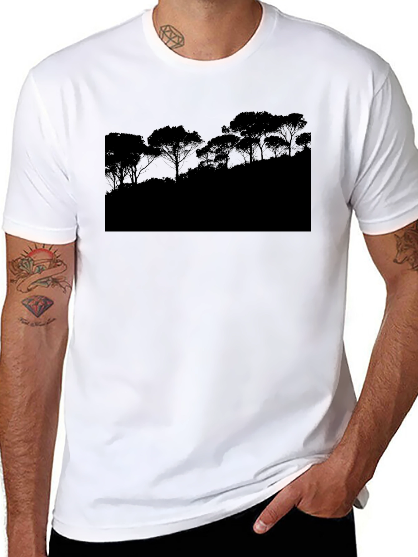 Shadow Tree Silhouette Black T-Shirt