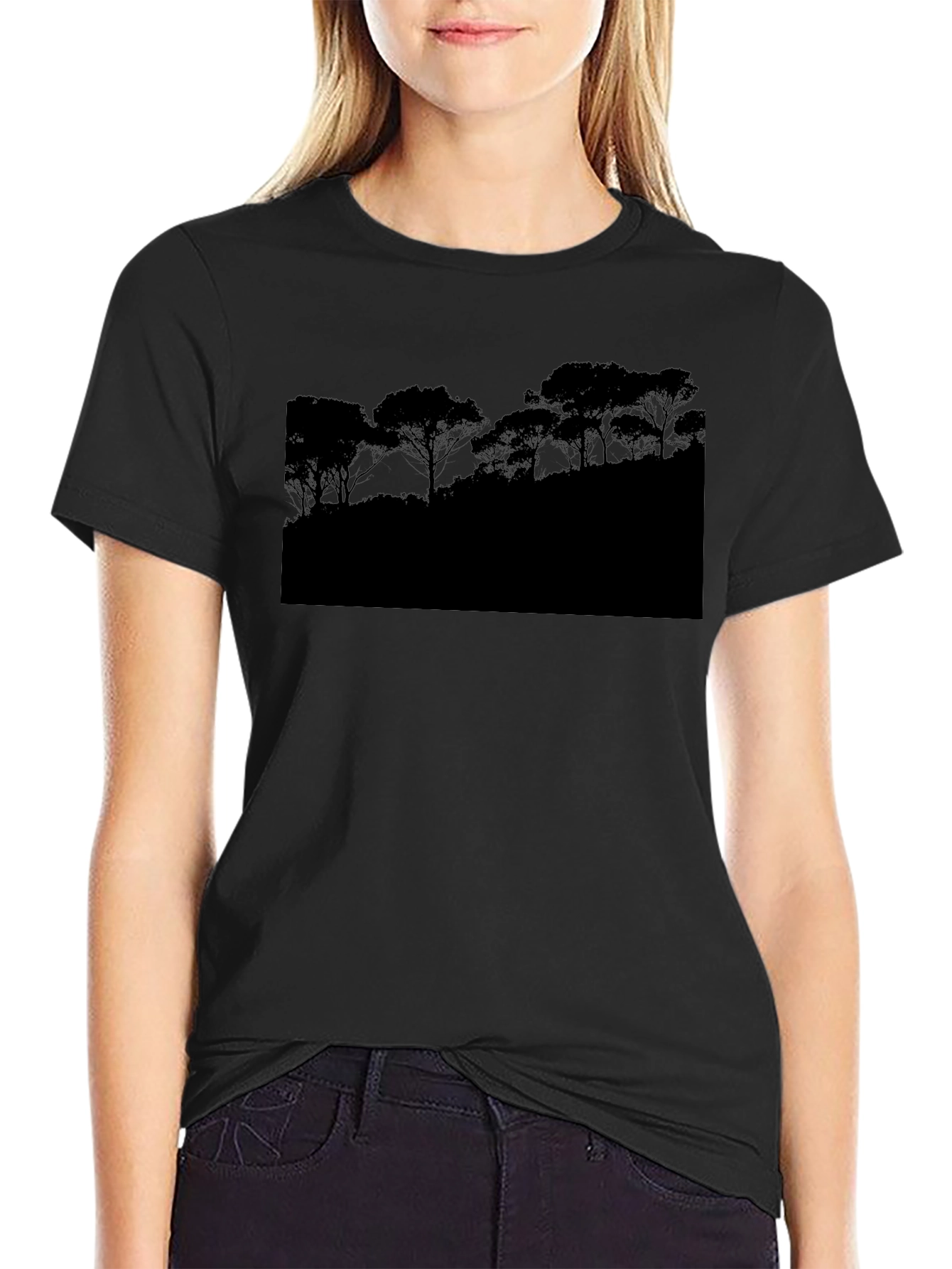 Shadow Tree Silhouette Black T-Shirt