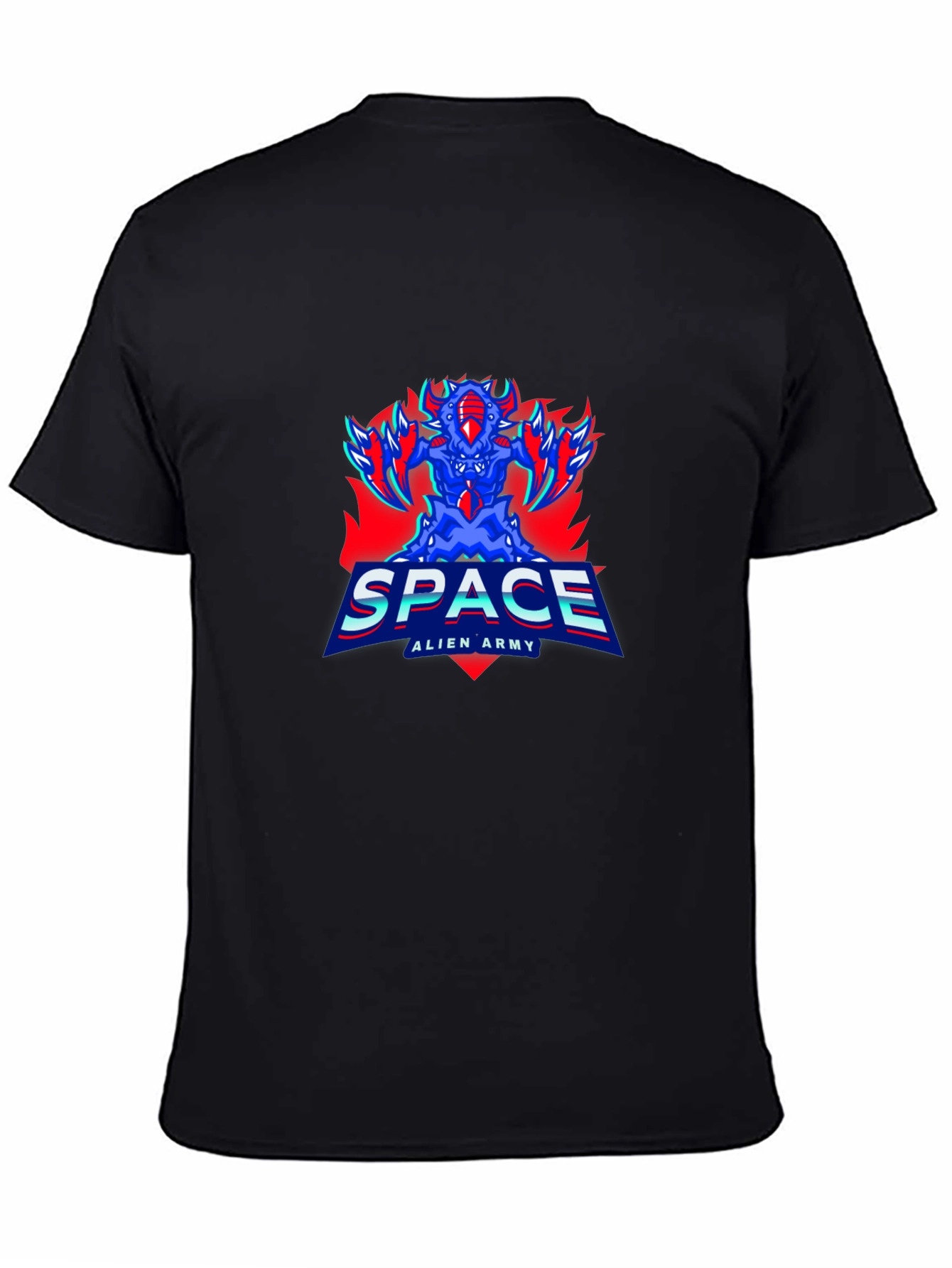 Space Alien Army Graphic Tee - Mens Black T-Shirt