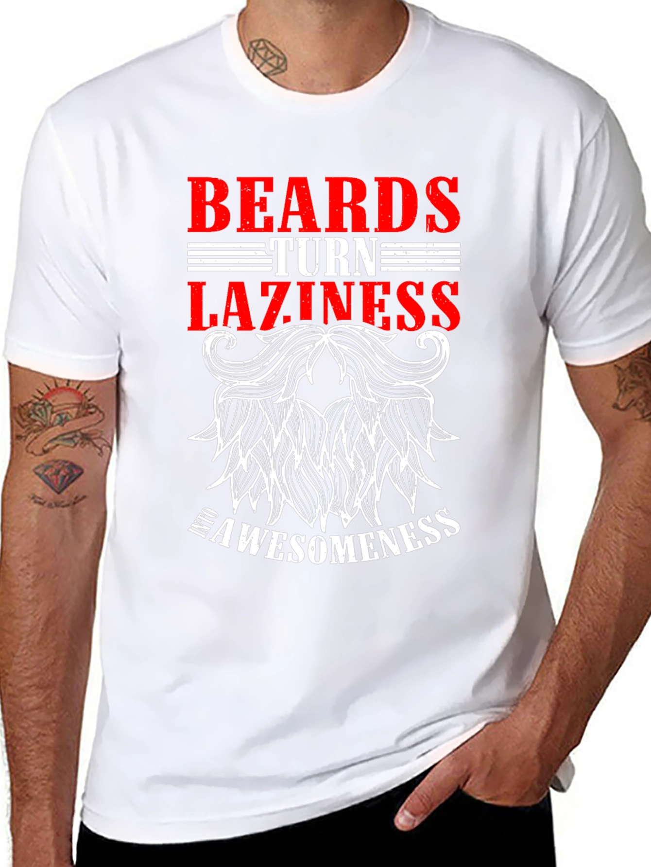 Beards Turn Laziness Into Awesomeness Black T-Shirt