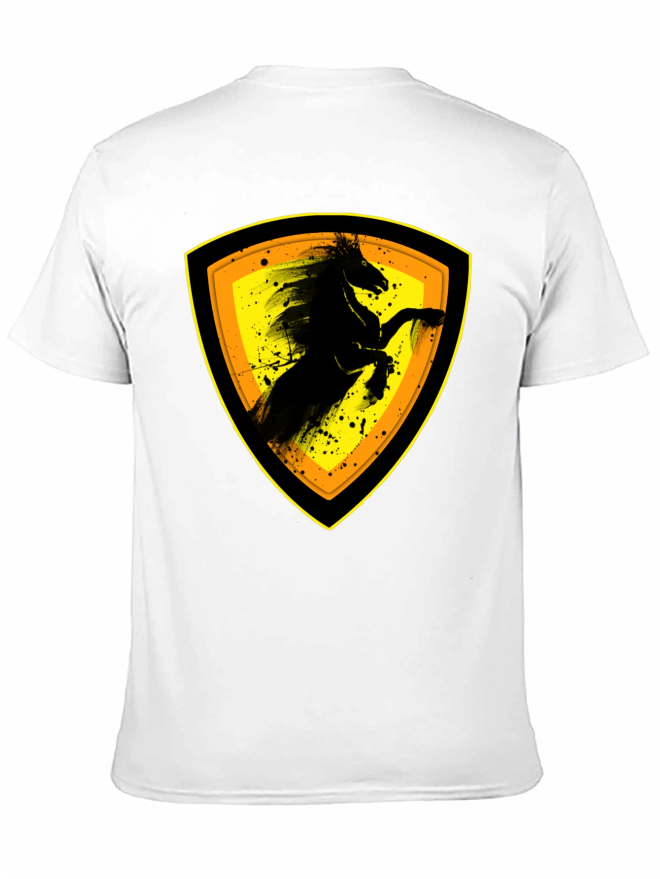 Black T-Shirt with Horse Emblem