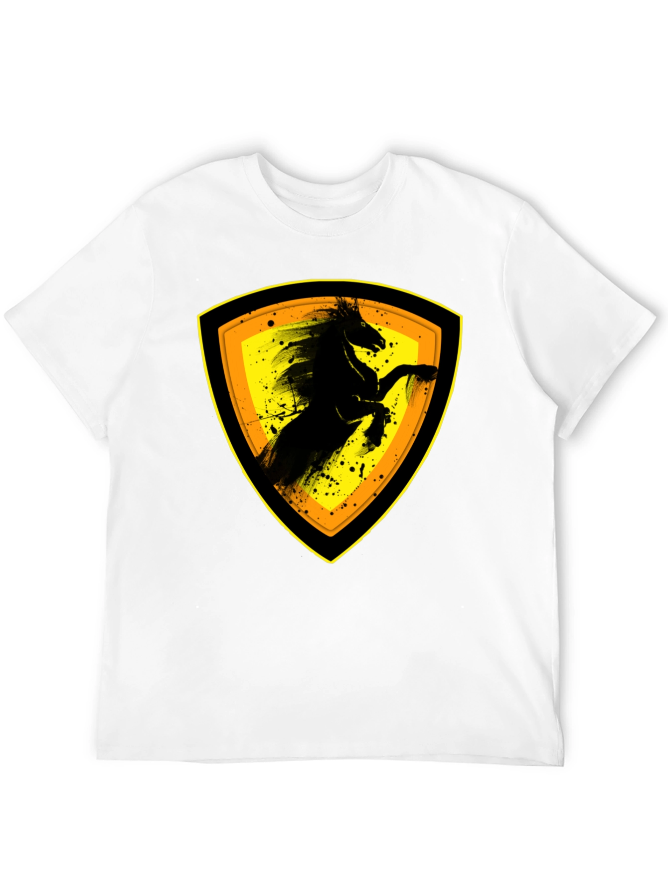 Black T-Shirt with Horse Emblem