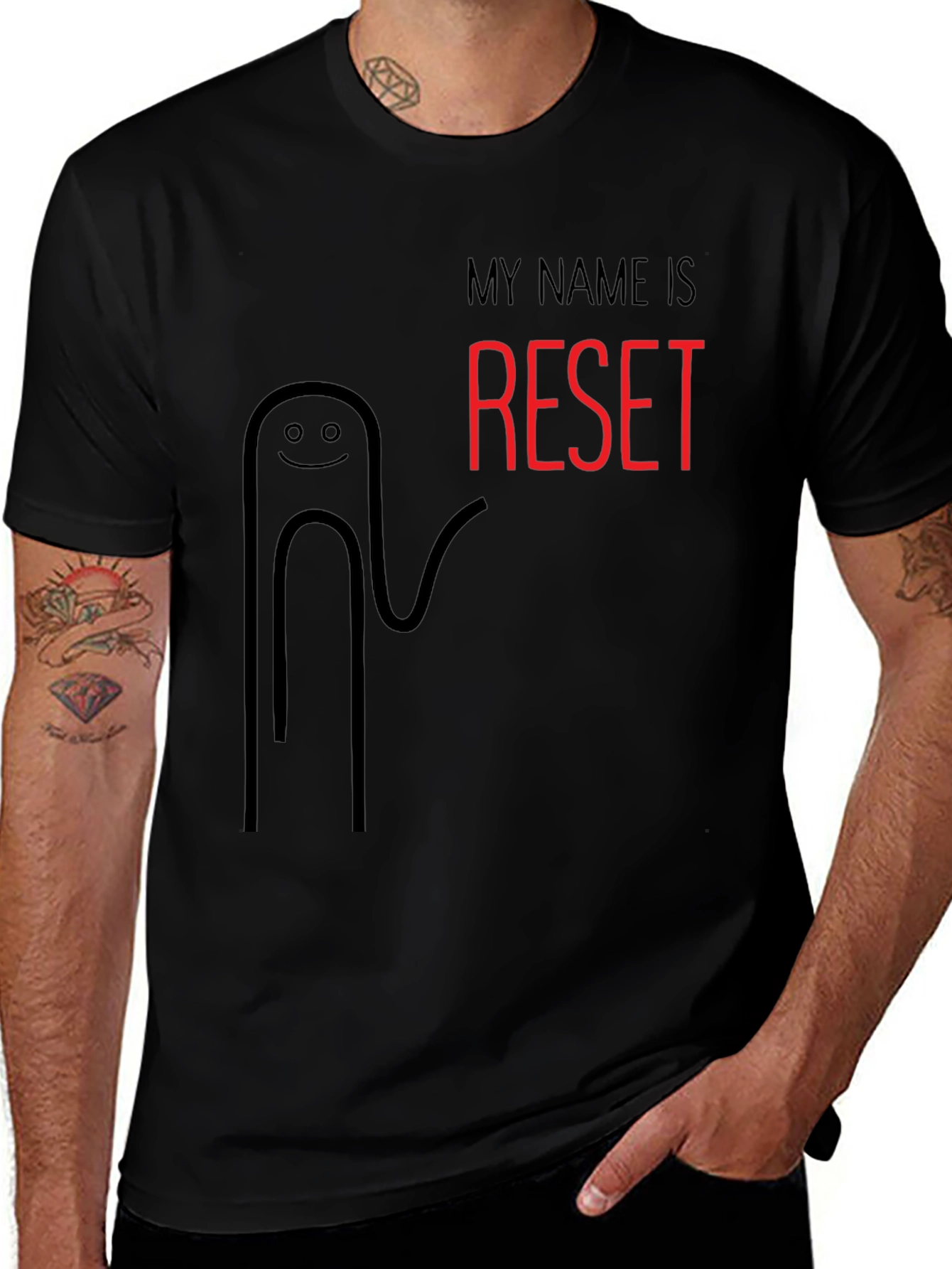 My Name Is Reset Funny Black T-Shirt