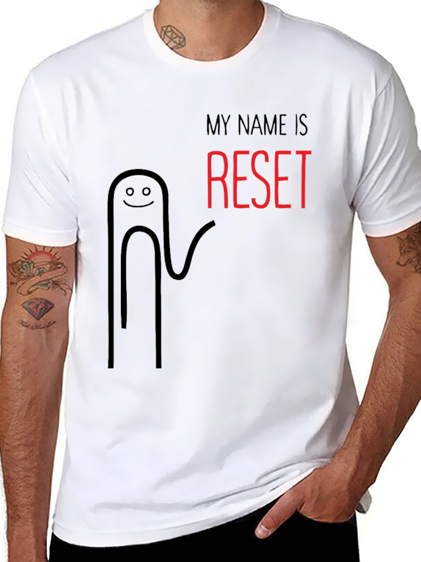 My Name Is Reset Funny Black T-Shirt