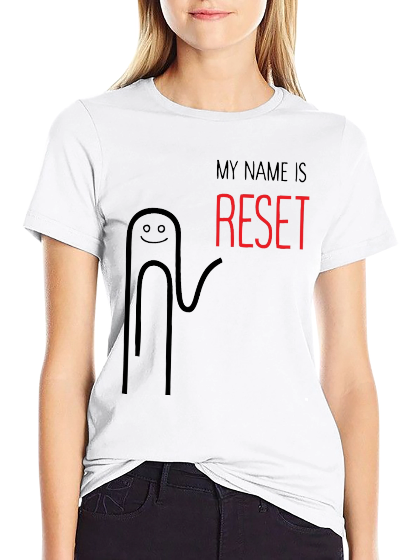 My Name Is Reset Funny Black T-Shirt