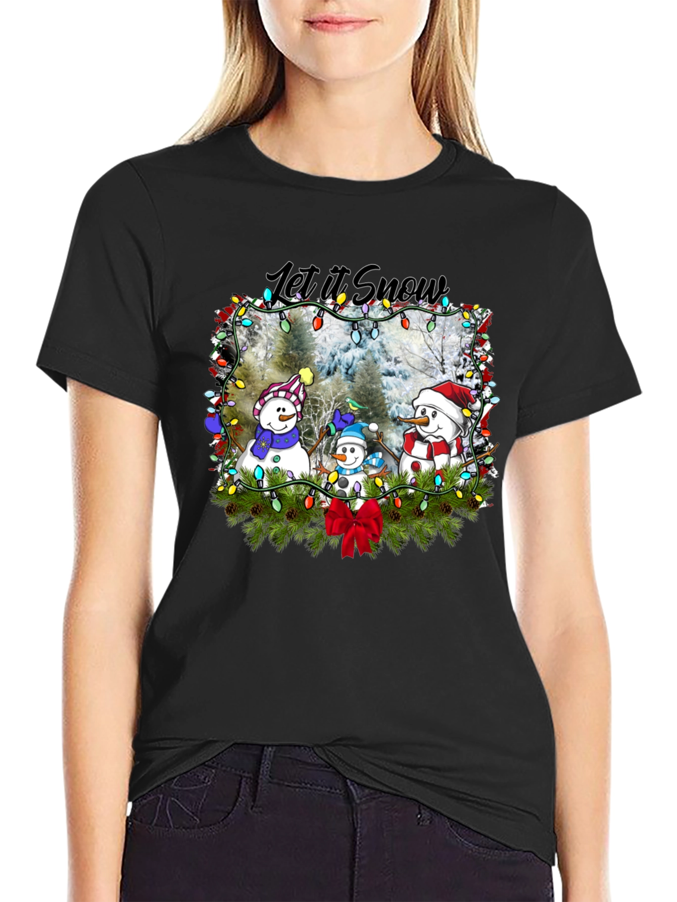 Let It Snow T-Shirt with Snowmen