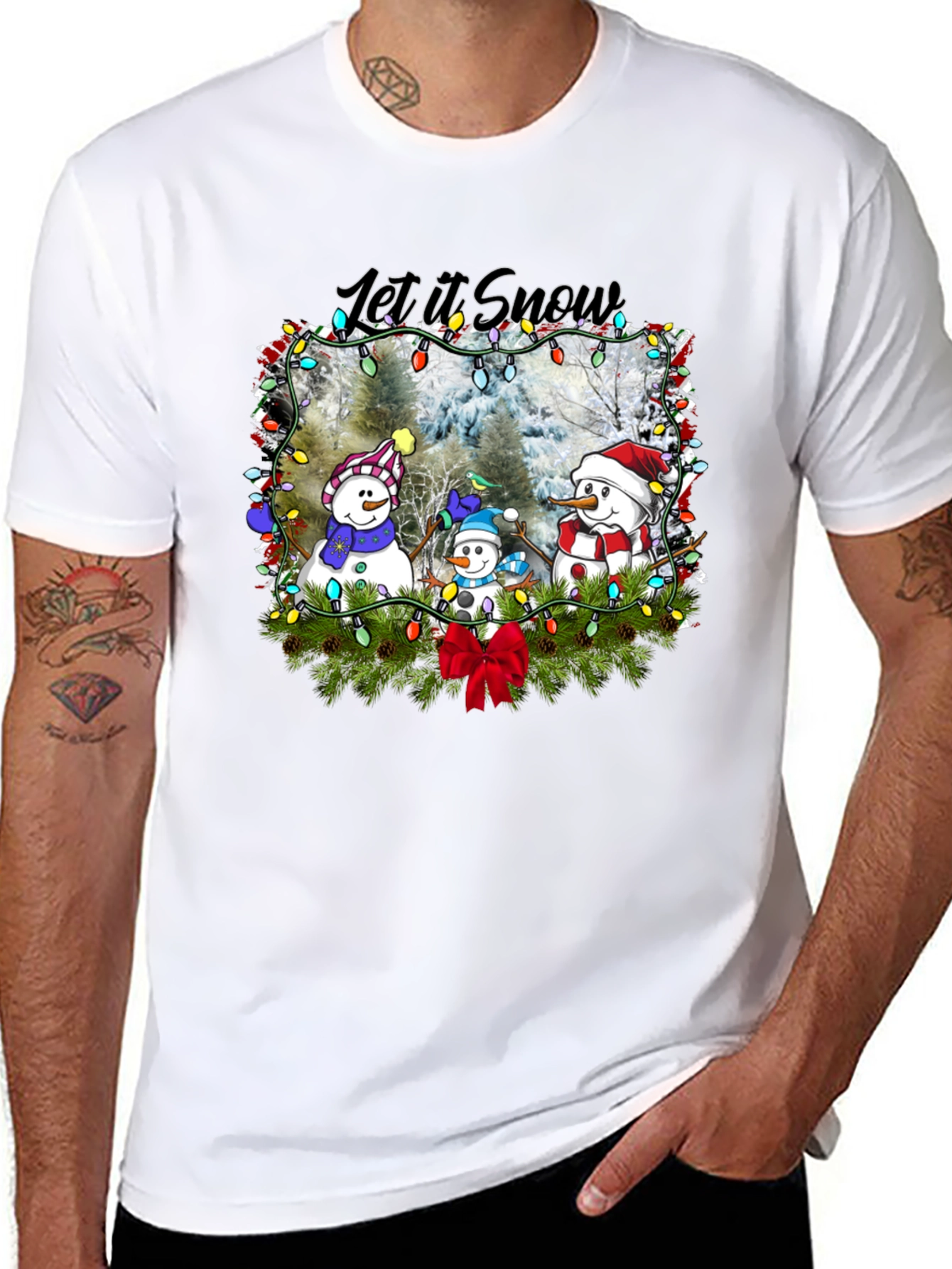 Let It Snow T-Shirt with Snowmen