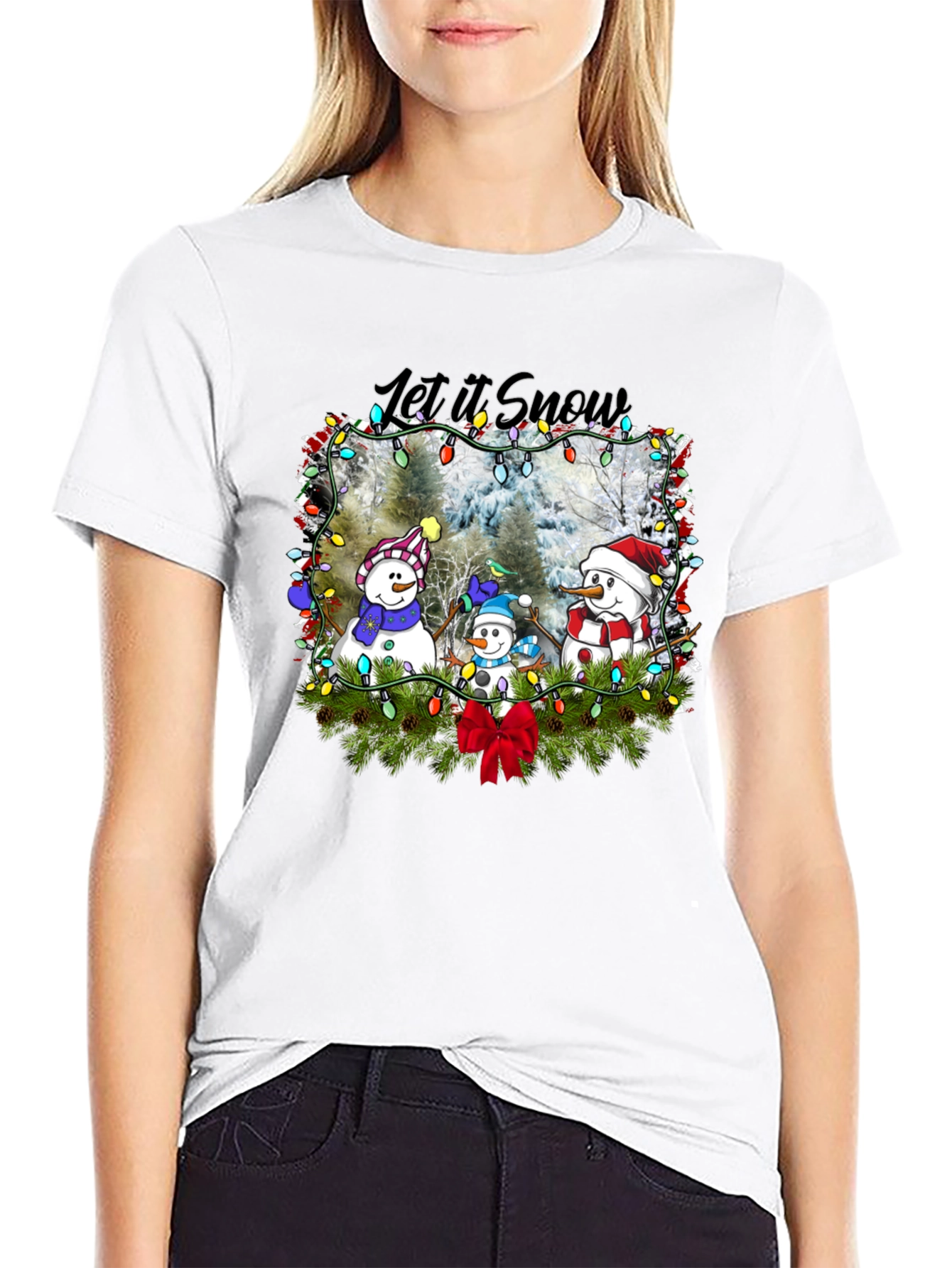 Let It Snow T-Shirt with Snowmen