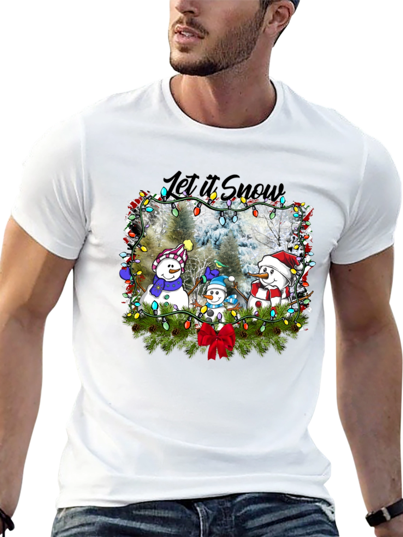 Let It Snow T-Shirt with Snowmen