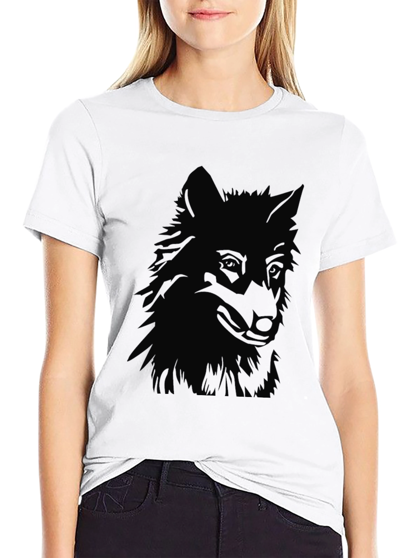Black Wolf Graphic Print Mens T-Shirt
