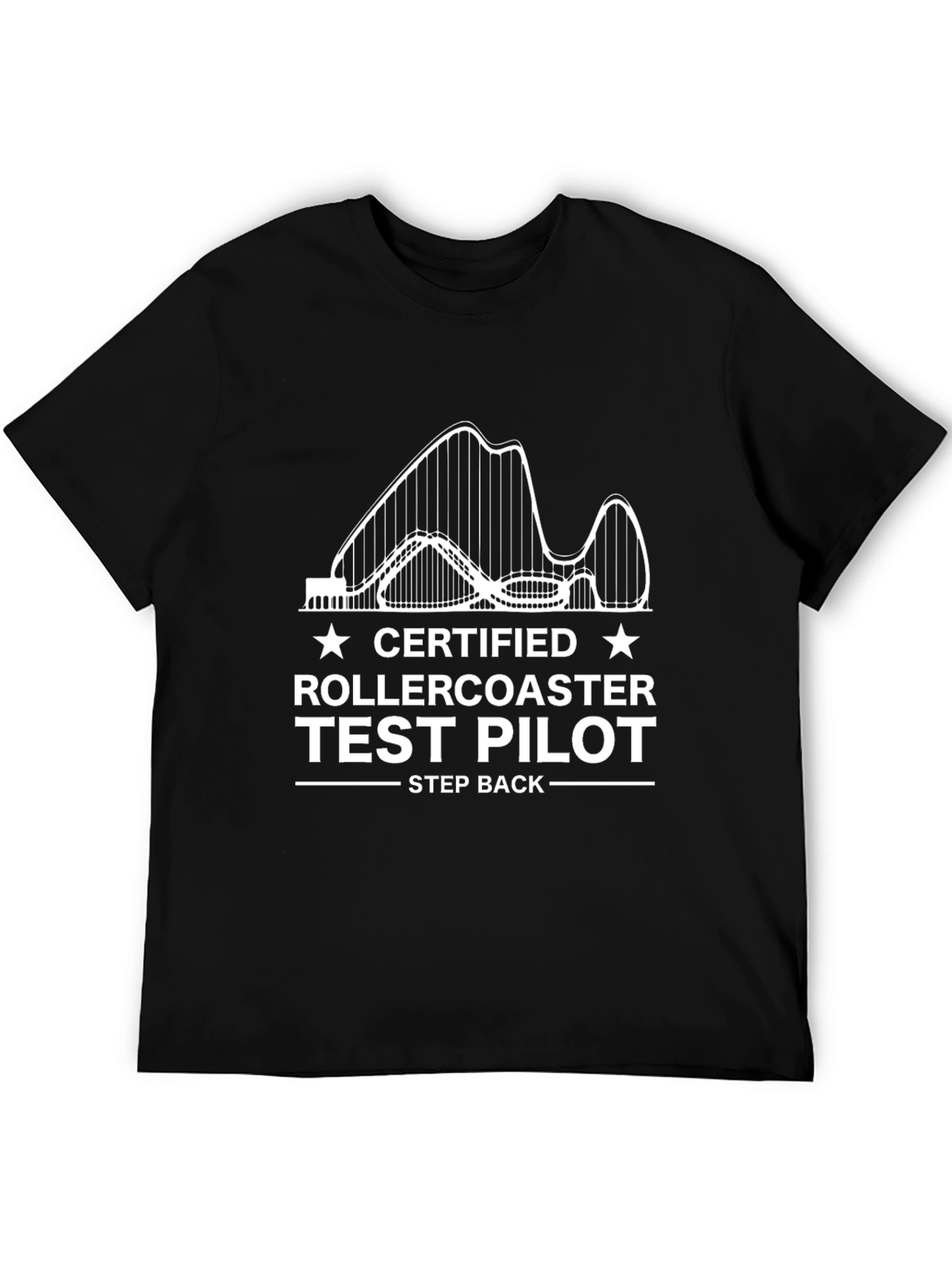 Certified Rollercoaster Test Pilot Black Graphic Tee