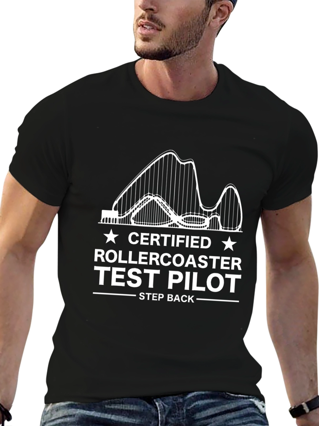 Certified Rollercoaster Test Pilot Black Graphic Tee