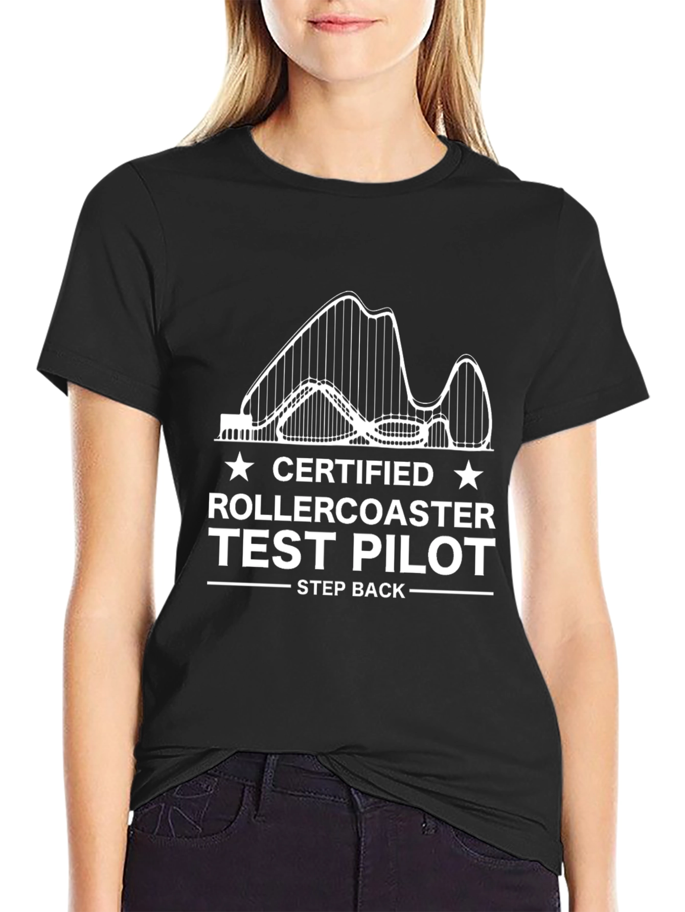 Certified Rollercoaster Test Pilot Black Graphic Tee