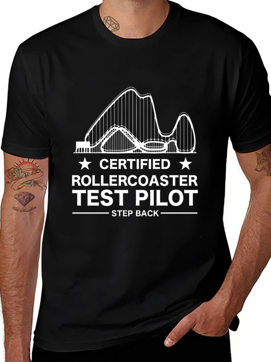 Certified Rollercoaster Test Pilot Black Graphic Tee