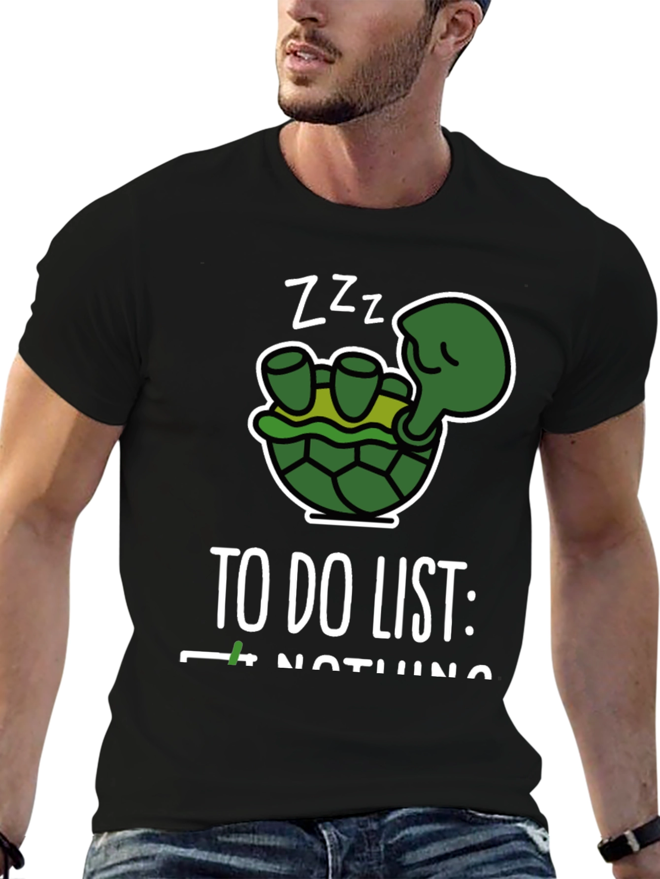 Funny Turtle To Do Nothing Black T-Shirt