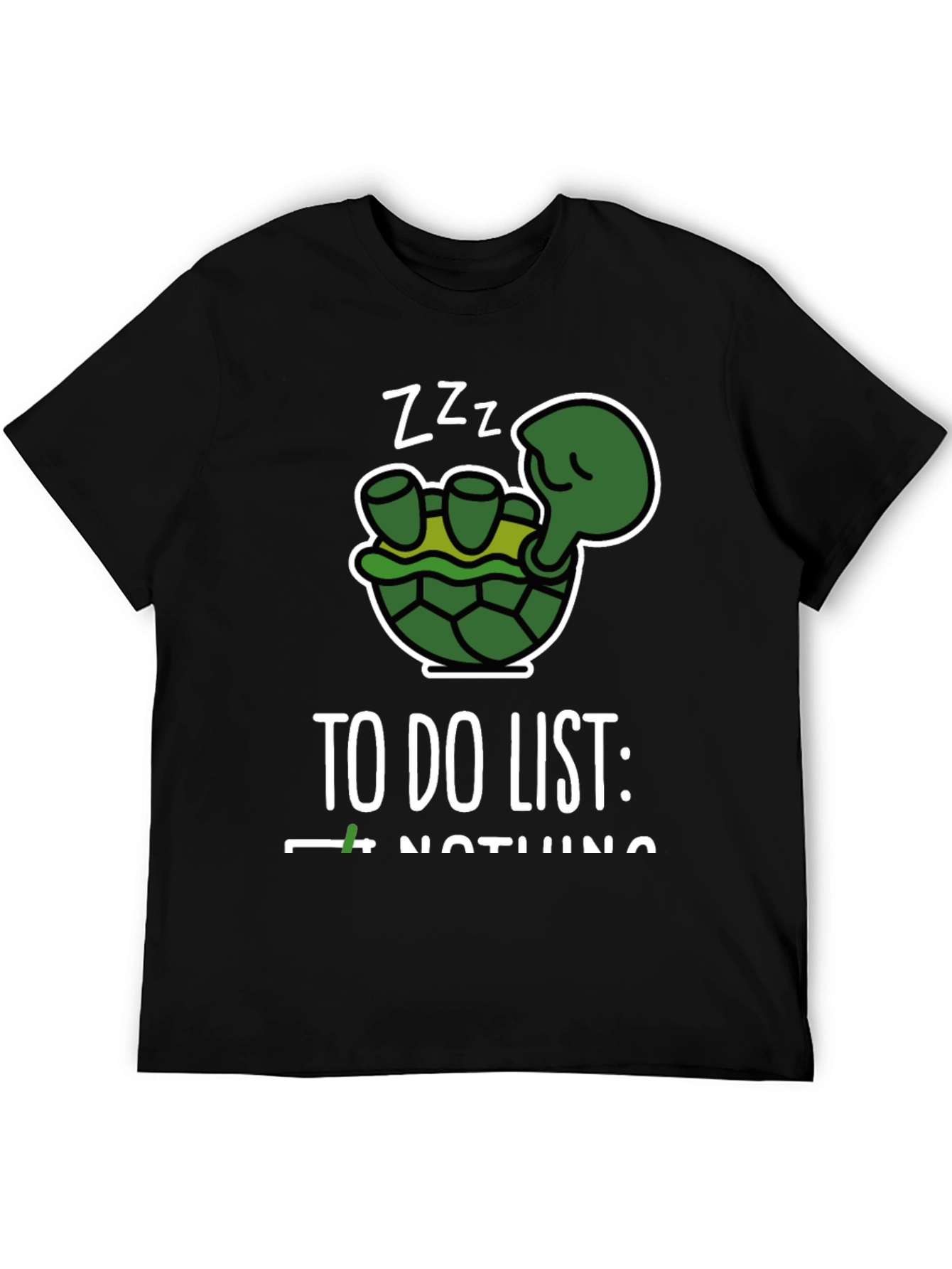 Funny Turtle To Do Nothing Black T-Shirt