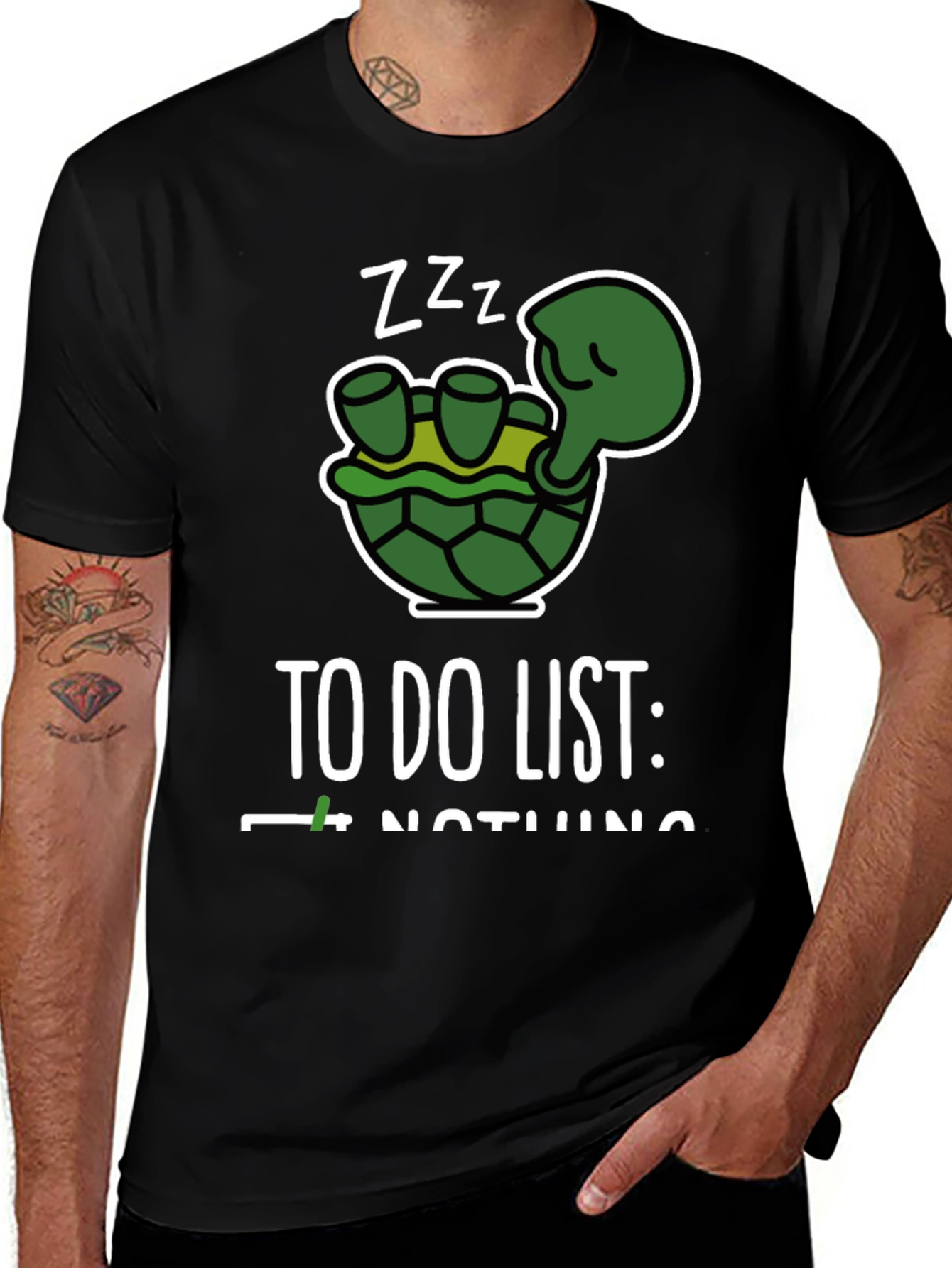 Funny Turtle To Do Nothing Black T-Shirt