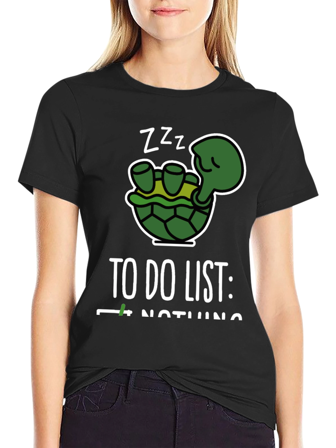Funny Turtle To Do Nothing Black T-Shirt
