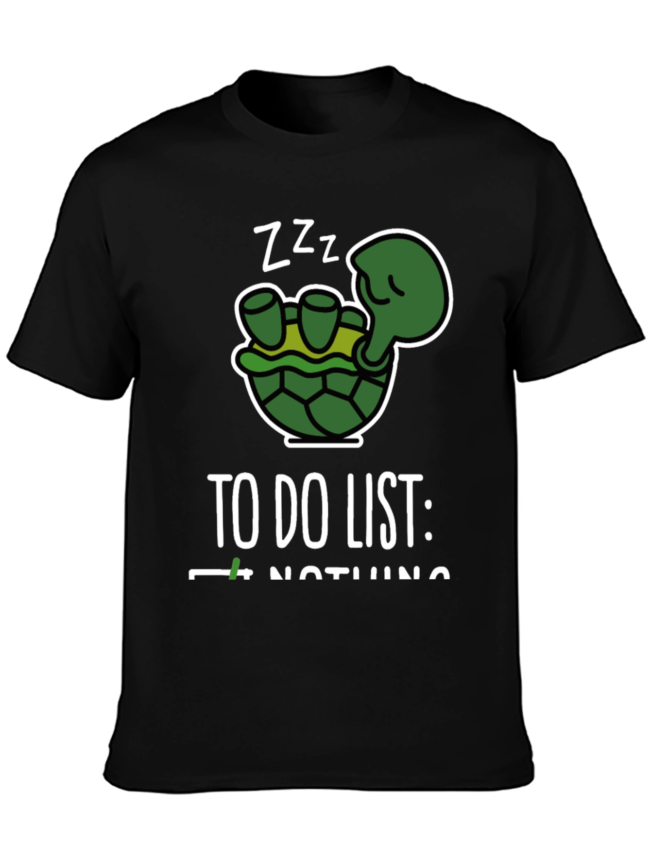 Funny Turtle To Do Nothing Black T-Shirt