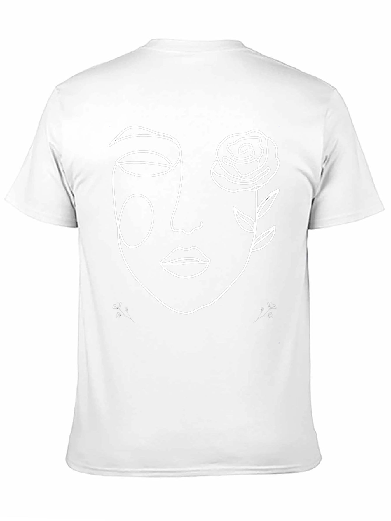 Minimalist Face with Rose Black T-Shirt