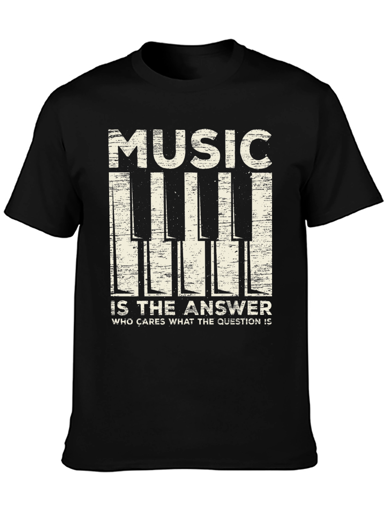 Music is The Answer T-Shirt - Piano Keys Design