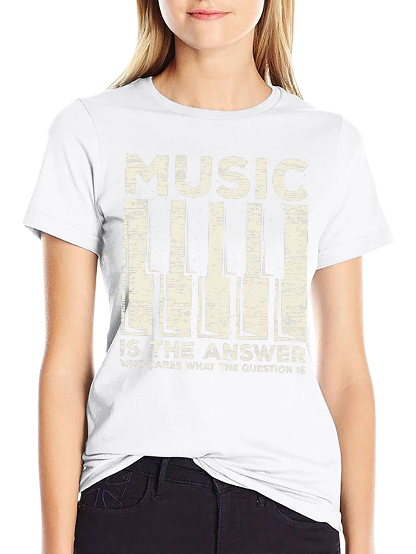 Music is The Answer T-Shirt - Piano Keys Design