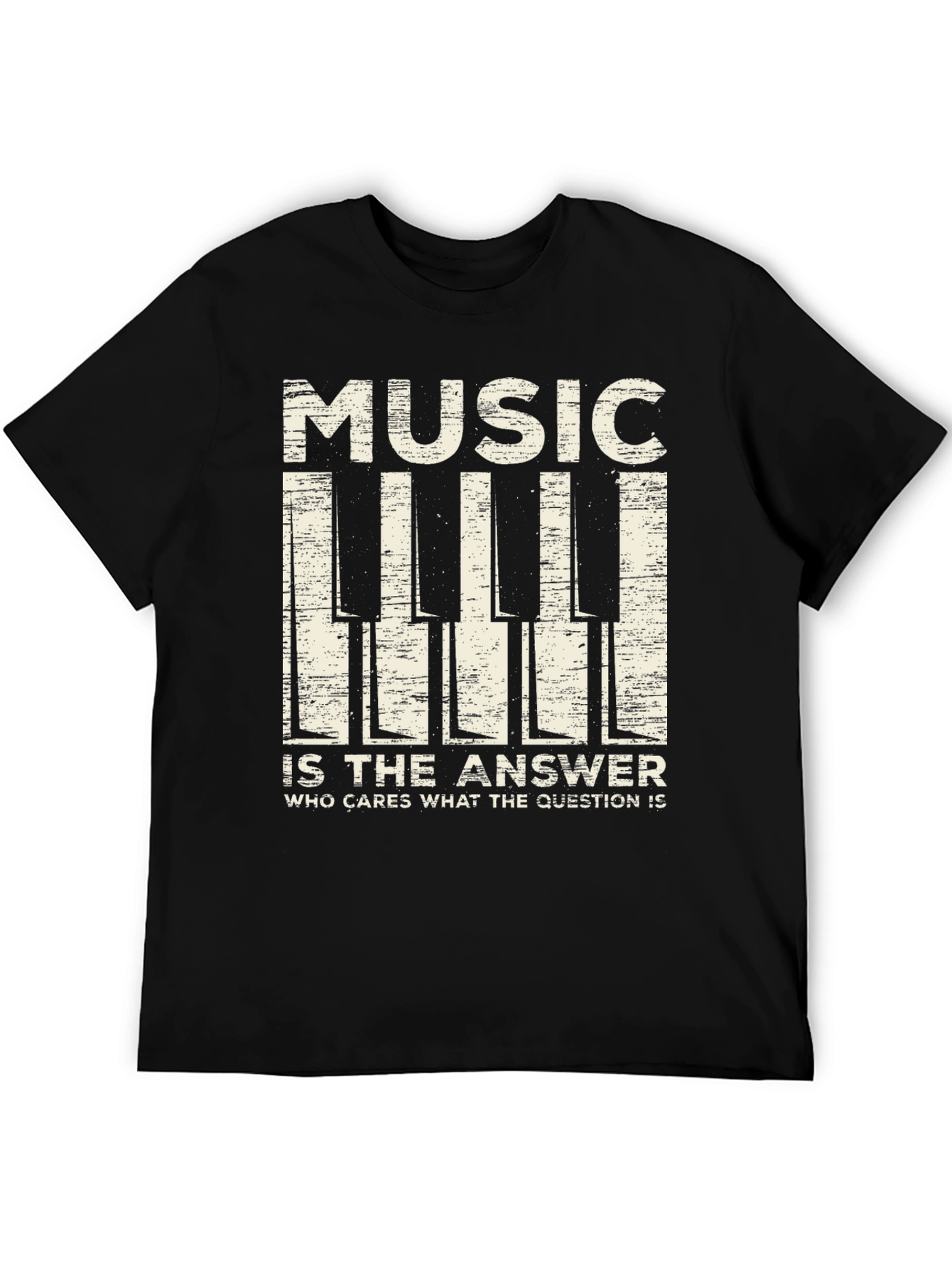 Music is The Answer T-Shirt - Piano Keys Design