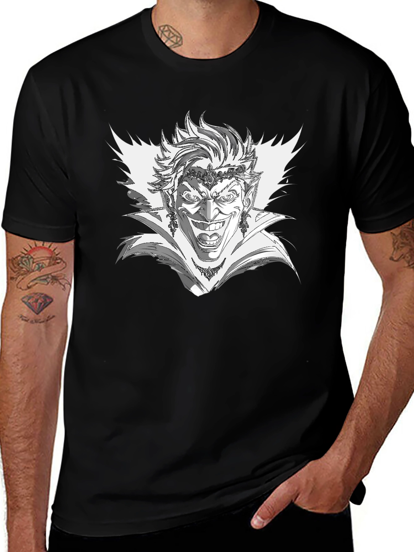 Evil Jester Graphic Tee - Black Cotton T-Shirt