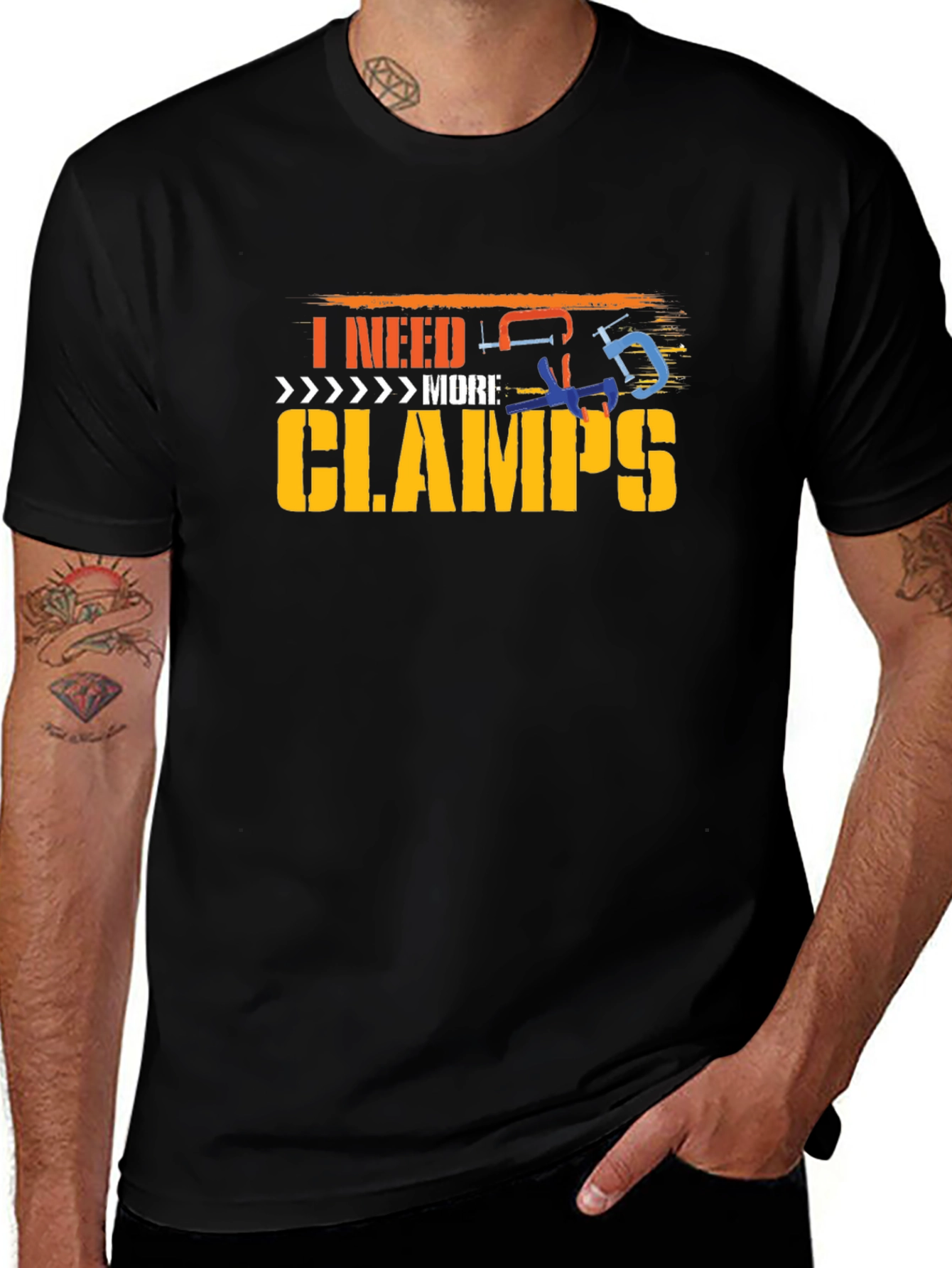 I Need More Clamps Black T-Shirt Woodworking